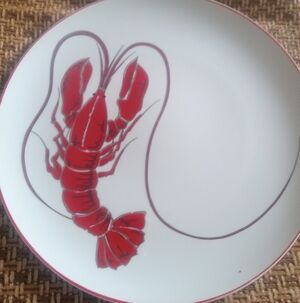 NATUCKET Lobster Charger Plate Vintage Red Rimmed 11 Inches